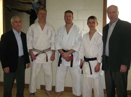 Left to right, Sensei Andy Sherry, Ian Connell, Devon Troskie, Steven Connell and Sensei Bob Poynton