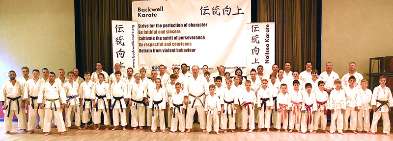 Sensei Brennan with karateka from Nailsea, Backwell and across the South West